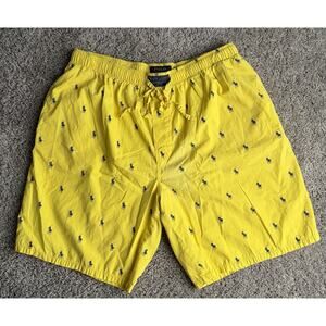 Polo Ralph Lauren Yellow Bermuda Shorts Logo Drawstring Elastic Waist Men